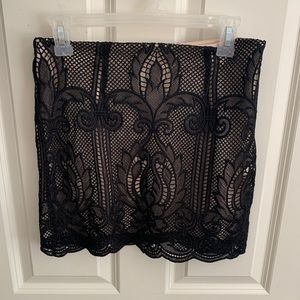 Black lace miniskirt